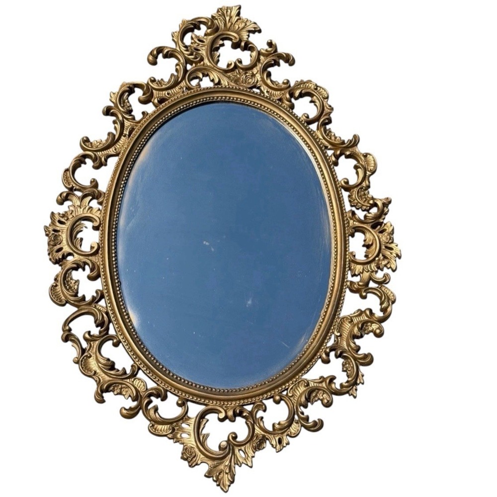 VTG Burwood Hollywood Regency Ornate Wall Mirror 32" Victorian Revival READ